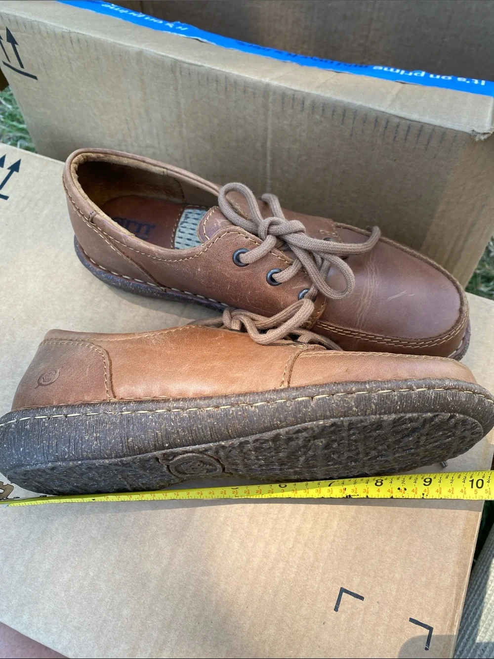 Born Brown Size 6 Leather Oxfords with Handcrafted Stitching Career Office